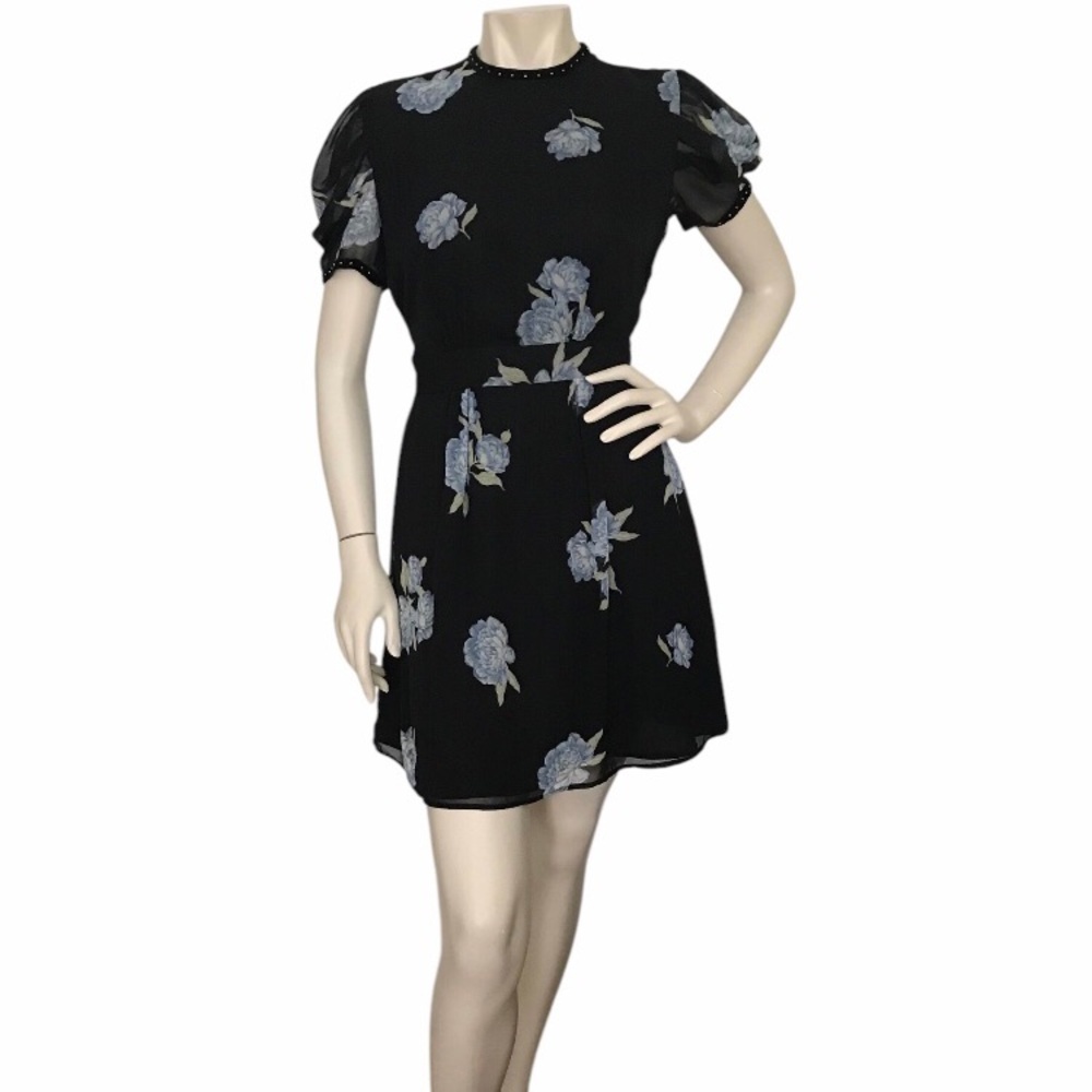 Black floral sheer lined dress.